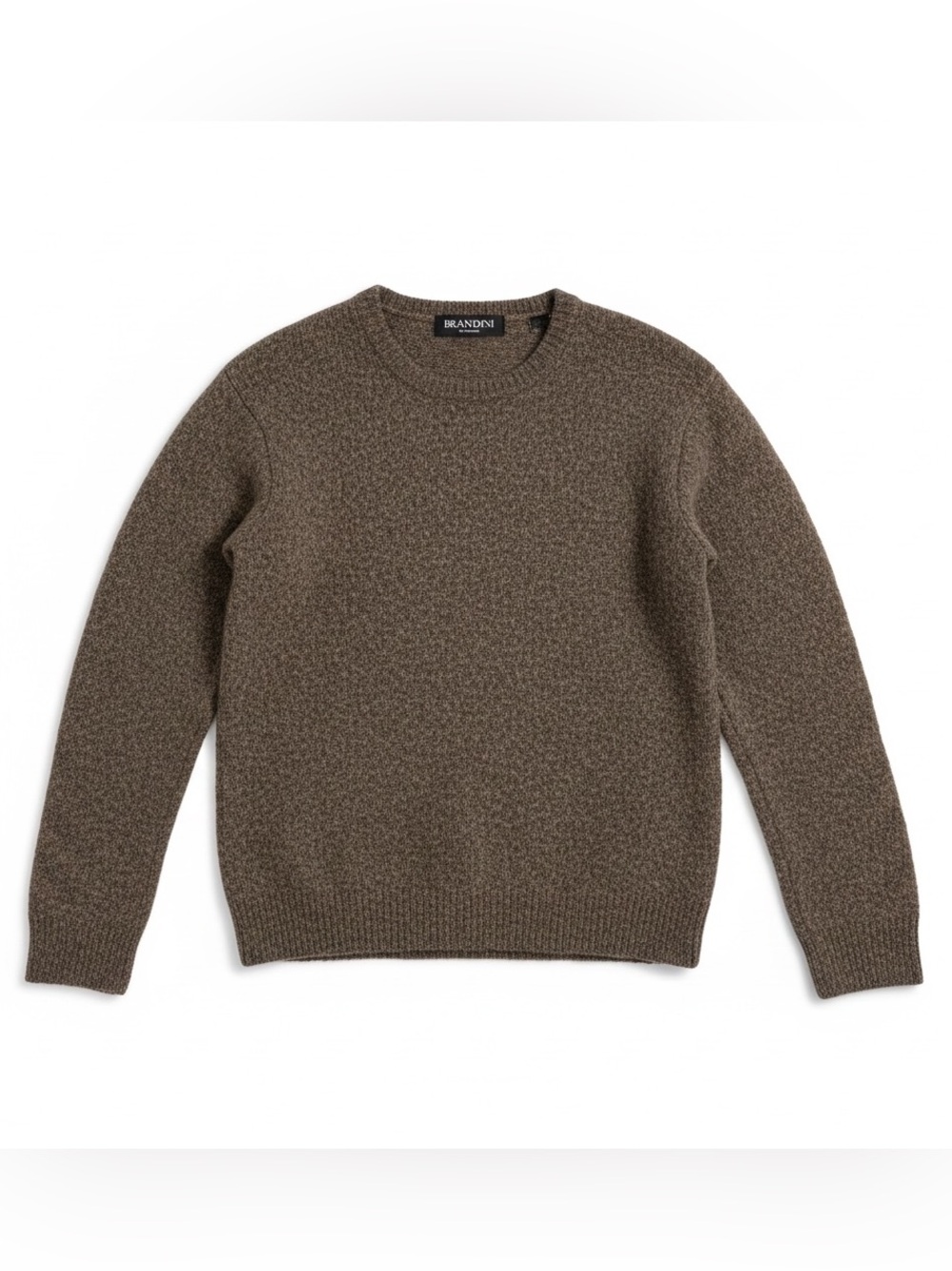 Brandini Le Collezioni Women’s L Brown Wool Blend Crewneck Sweater Made Bulgaria